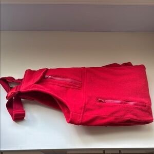 Red Fleece jumpsuit with Zipper Pockets